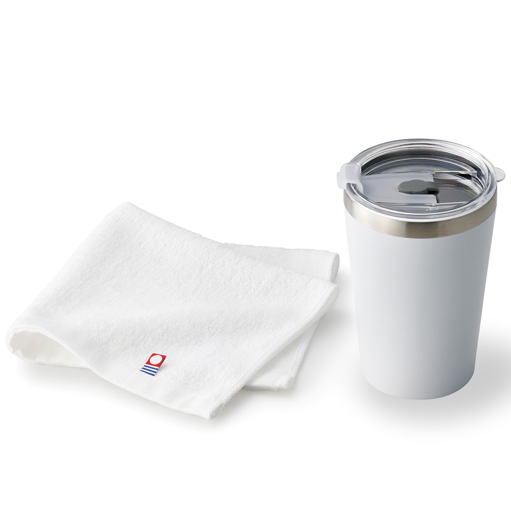 AMIi HOME　カップインタンブラー(WH)＆タオル 【ステンレスタンブラー/今治タオルギフト】