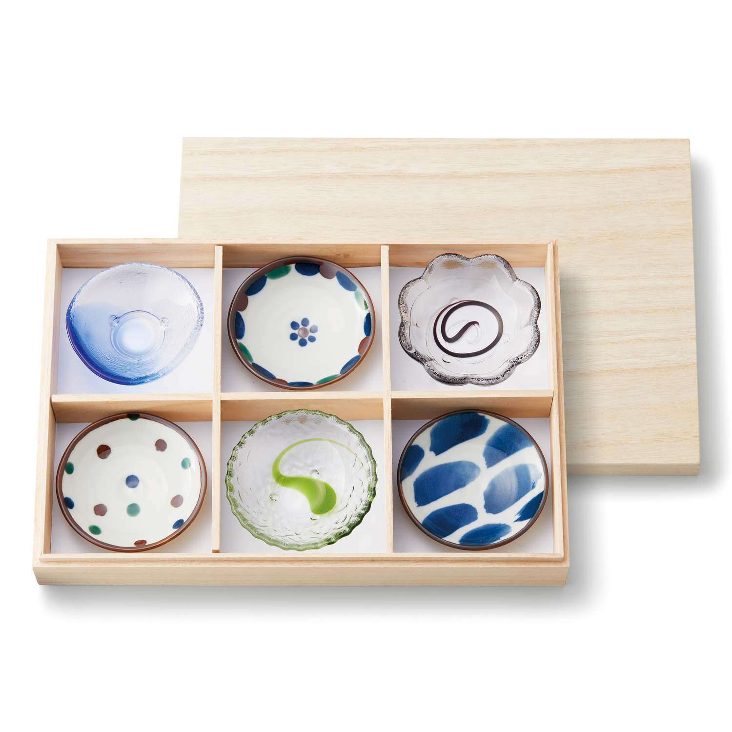 美ら 六趣揃(木箱入)【豆皿/ガラス小鉢/6枚セット】
