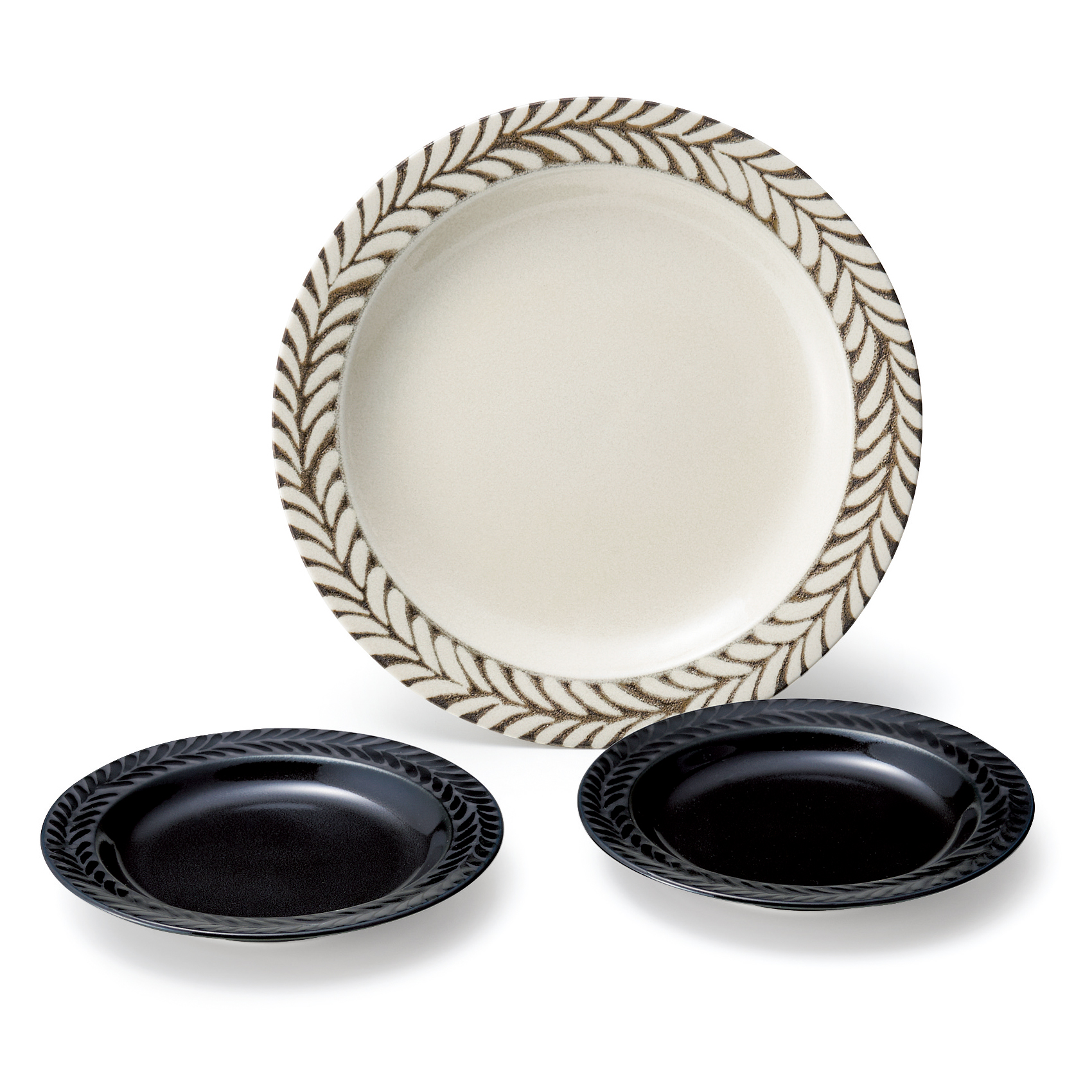 ローレル　ブランチセット【大皿/小皿/3枚セット/美濃焼】