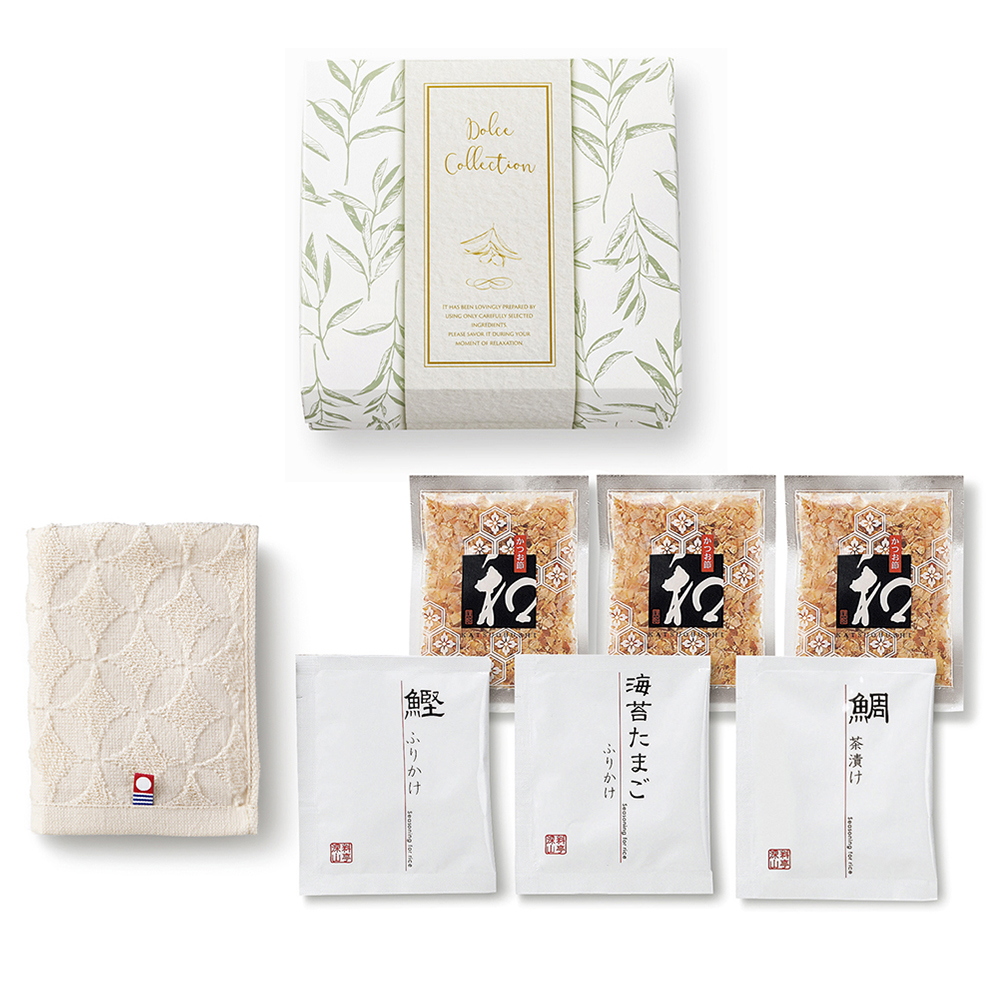 縁起の品＆今治タオル(七宝B）【今治タオル/かつお節/ふりかけ/鯛茶漬け】