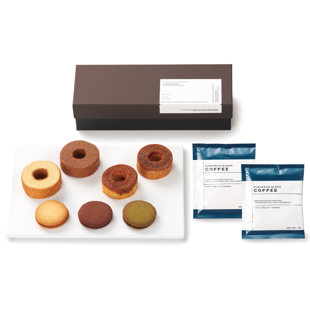 スイーツアソート＆カフェセット【ラングドシャ/キャラメリゼバウム/ミニバウム/コーヒー】